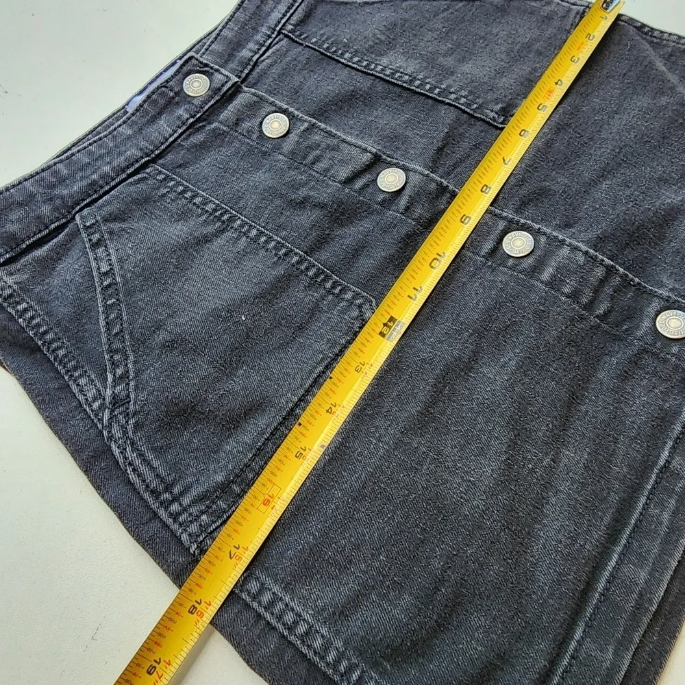 Old Navy Girl's Button Front Denim Jean Skirt Black Med Wash Sz XL (14)